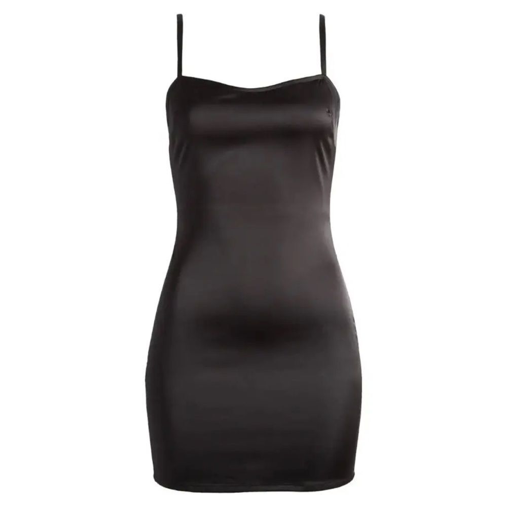 House of CB Pedra Satin Bodycon Mini Dress Black